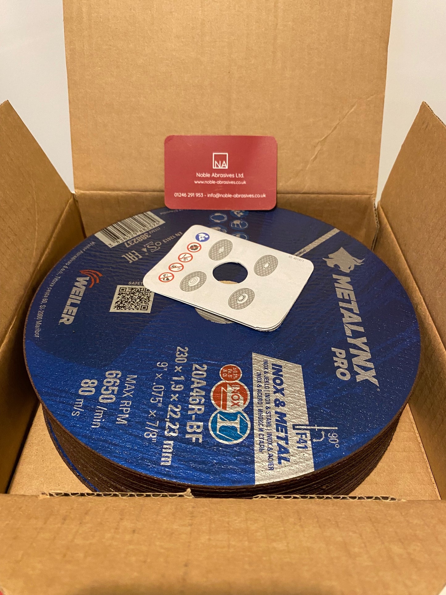 230x1.9x22mm A46 Metalynx Pro BF Cutting Discs Weiler INOX