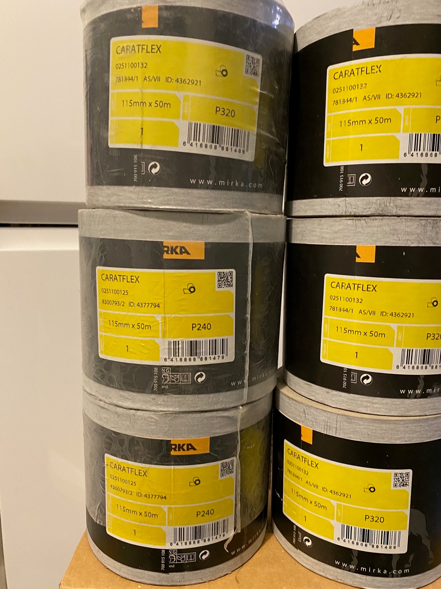 Mirka Caratflex Rolls 115mm x 50m x 6 P240 + P320 - Stock Clearance