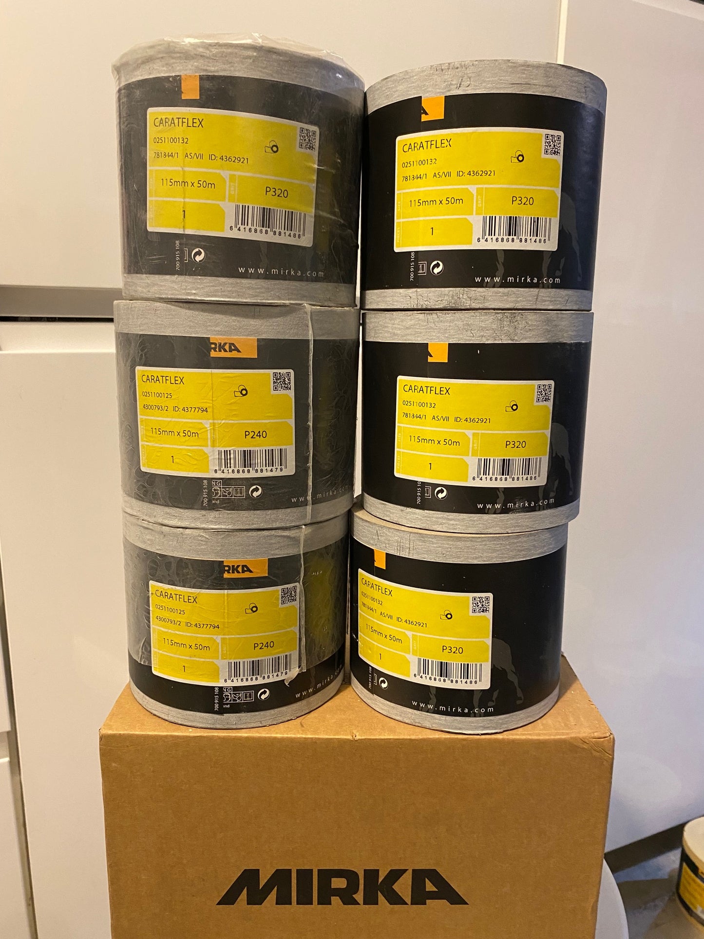 Mirka Caratflex Rolls 115mm x 50m x 6 P240 + P320 - Stock Clearance