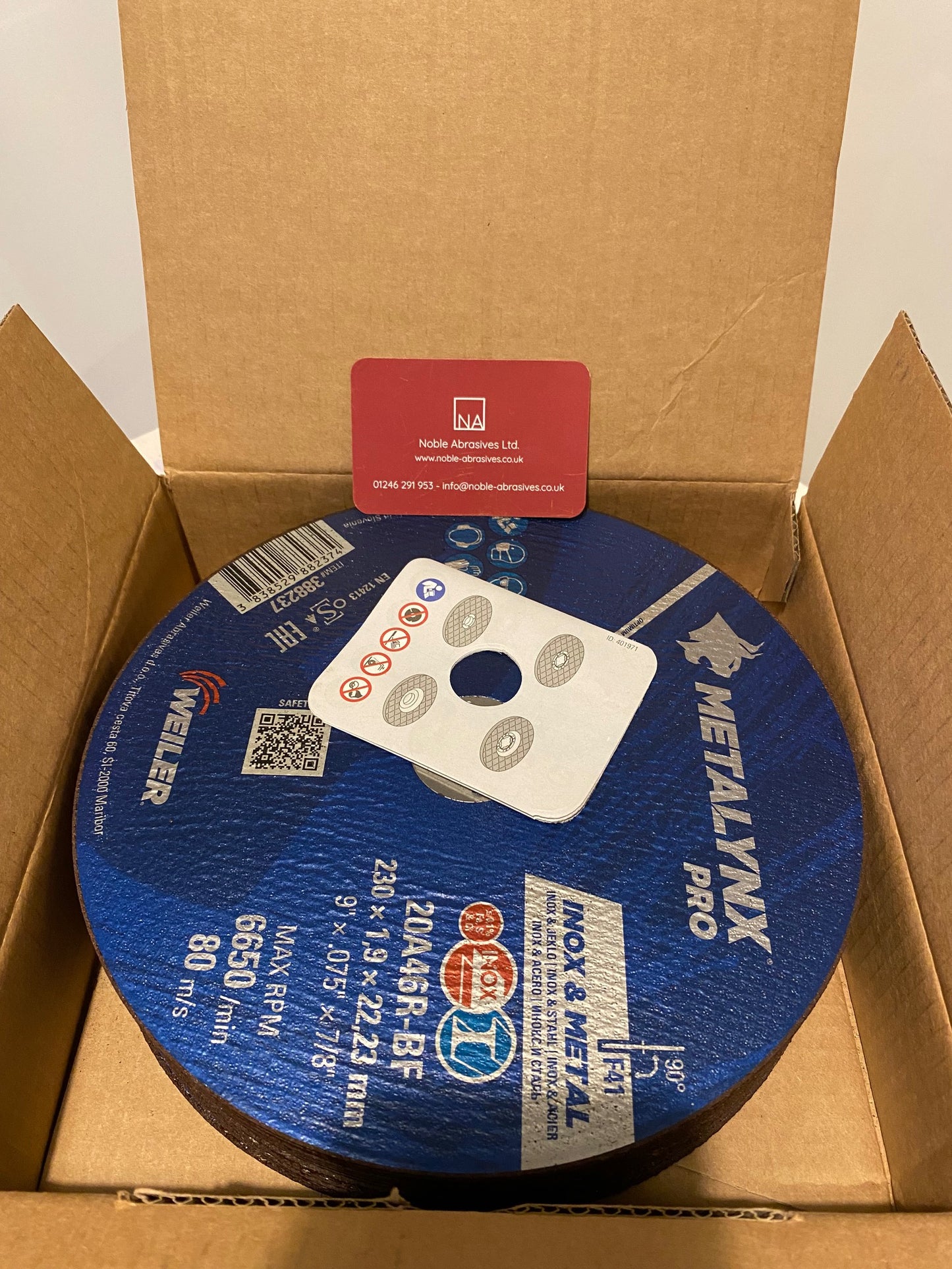 230x1.9x22mm A46 Metalynx Pro BF Cutting Discs Weiler INOX