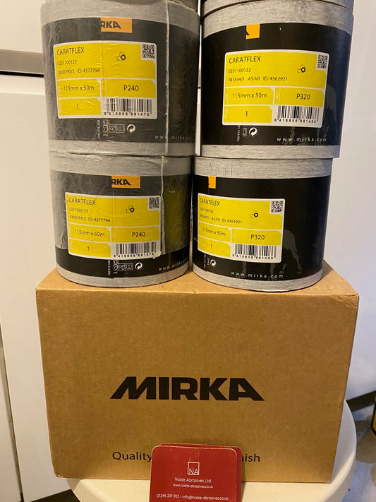 Mirka Caratflex Rolls 115mm x 50m x 6 P240 + P320 - Stock Clearance