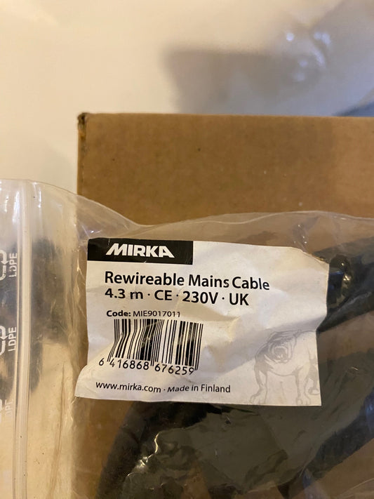 Mirka DEROS Re-wireable Mains Cable - UK Plug - 4.3m 230v - Stock Clearance