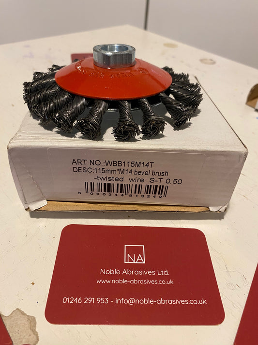 Wire Brush Bevelled 115xM14 T/Knot 0.5 Gauge